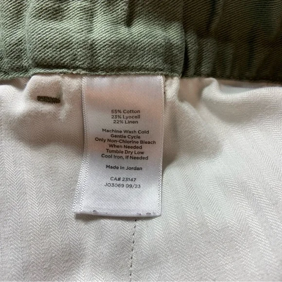 Talbots Pull On Wide Leg Crops Cotton Linen Sage Green Cropped Pants M Petite - Picture 14 of 14